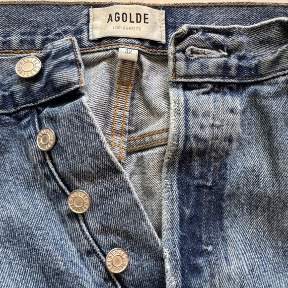 AGOLDE 90s Pinch Waist Distressed Jeans Denim Size 32 Medium Wash - Picture 2 of 4